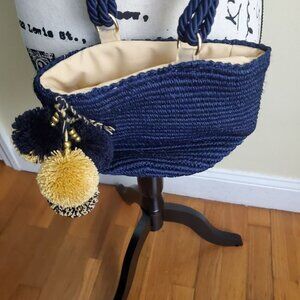 Claudia Morelli Columbian Designer Navy Woven Drawstring Bag